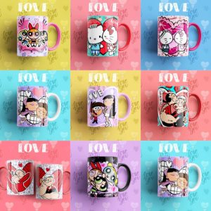 8 Plantillas Tazas Amor Cartoon