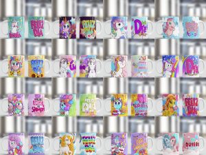 16 Plantillas Tazas Unicornios