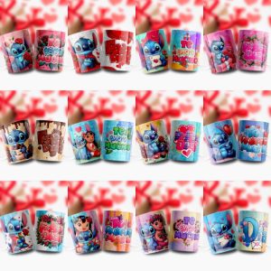 12 Plantillas Tazas Stitch Love